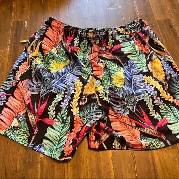 Palma Swim Puerto Rico Swim Trunk Volar Parrot Tropical Forrest M Shorts lined - Picture 3 of 11